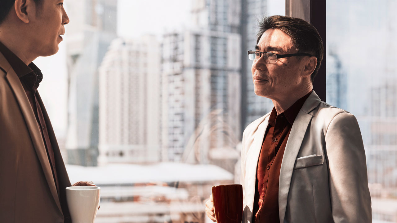 Businessman having coffee